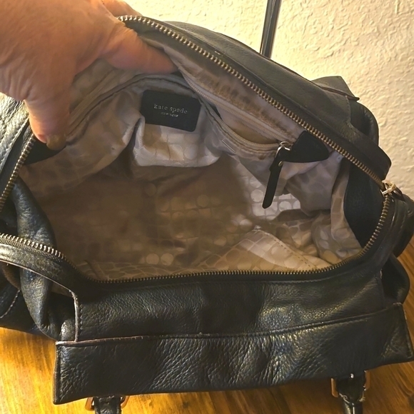 Kate Spade Top handle Pebbled leather Black Purse Bag neutral minimalist S.Large - Picture 12 of 15